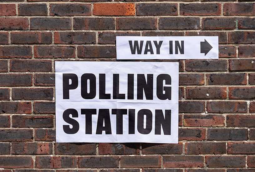 Entrance to UK polling station