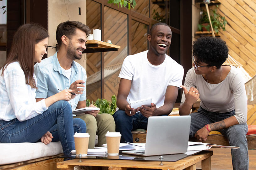 Group of young people in a café