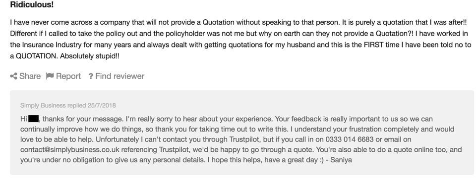 reply to negative online review