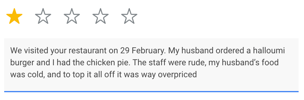 Example fake online review