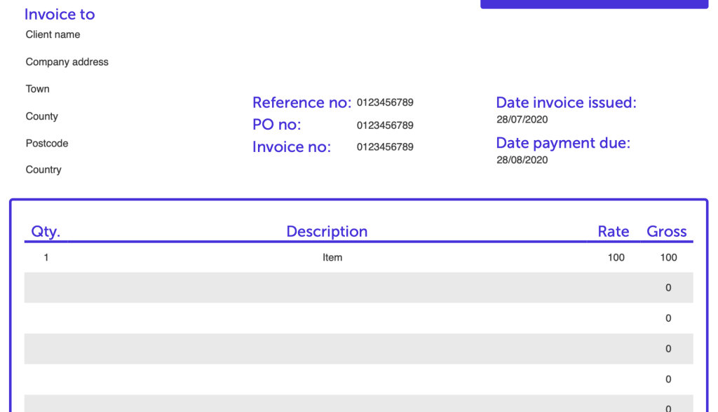 Invoice example