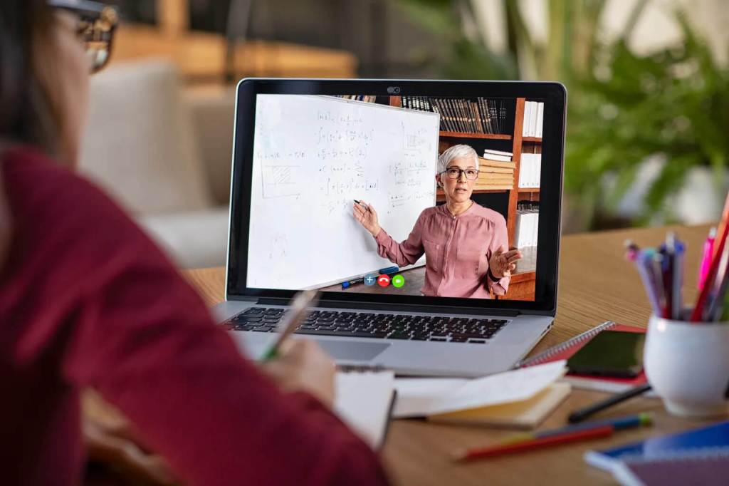 Laptop with online video course