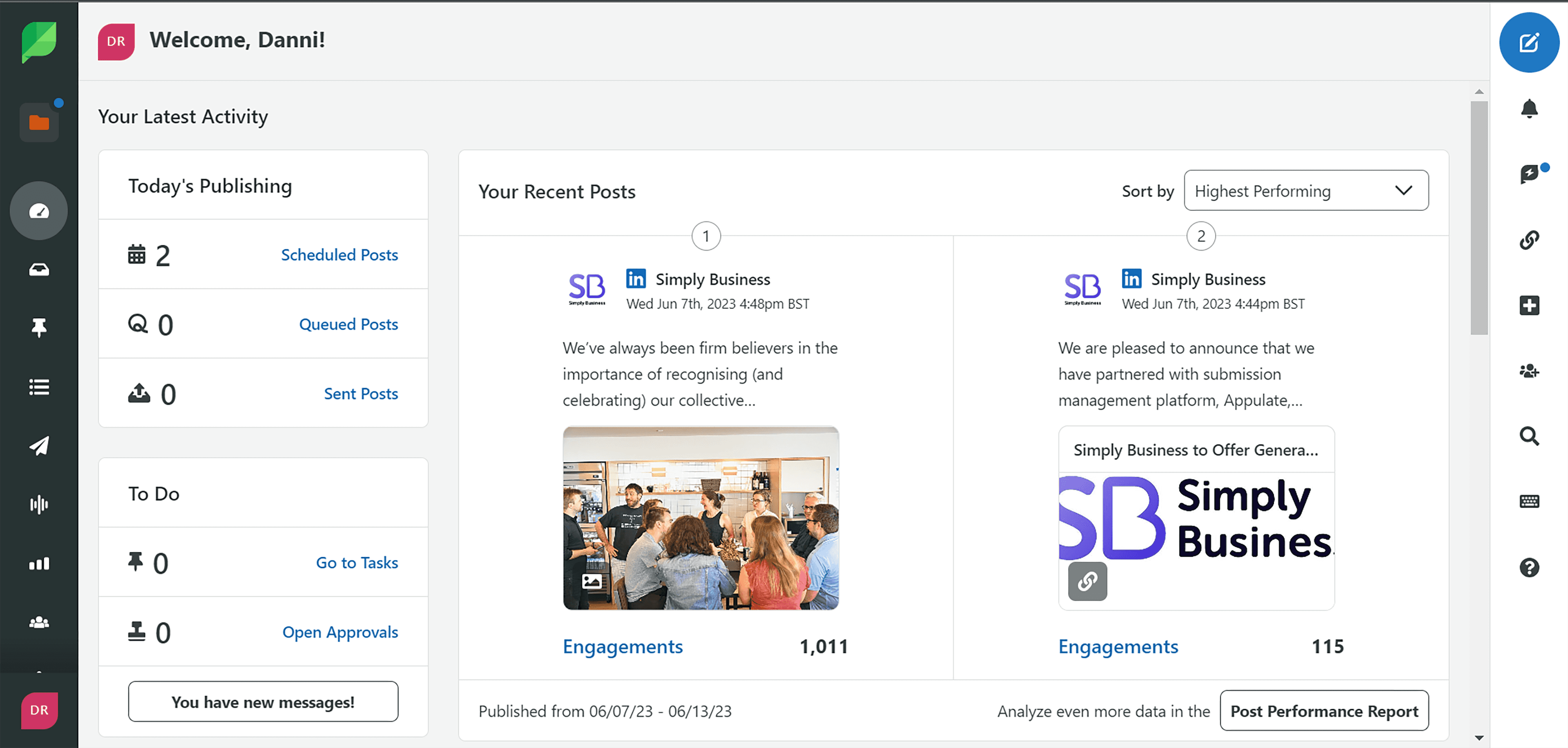 Scheduling posts on Sprout Social dashboard