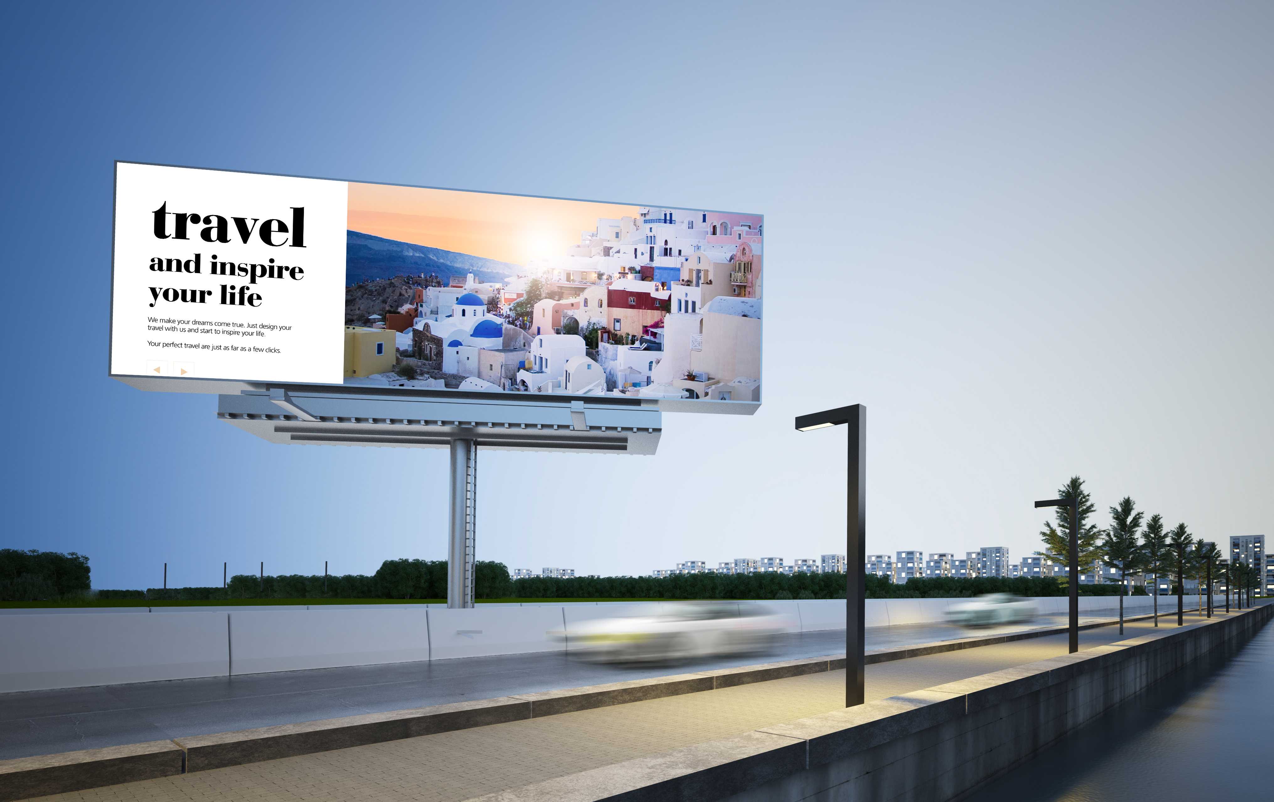 Billboard showing travel advertising campaign