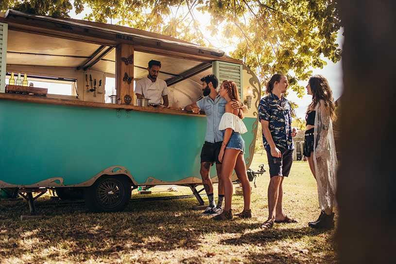 A group of people at a food truck