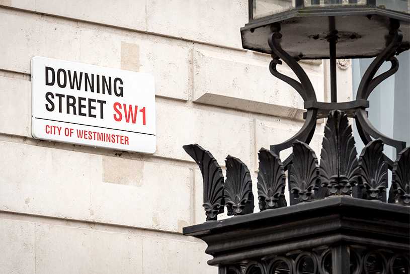 Downing Street sign in London