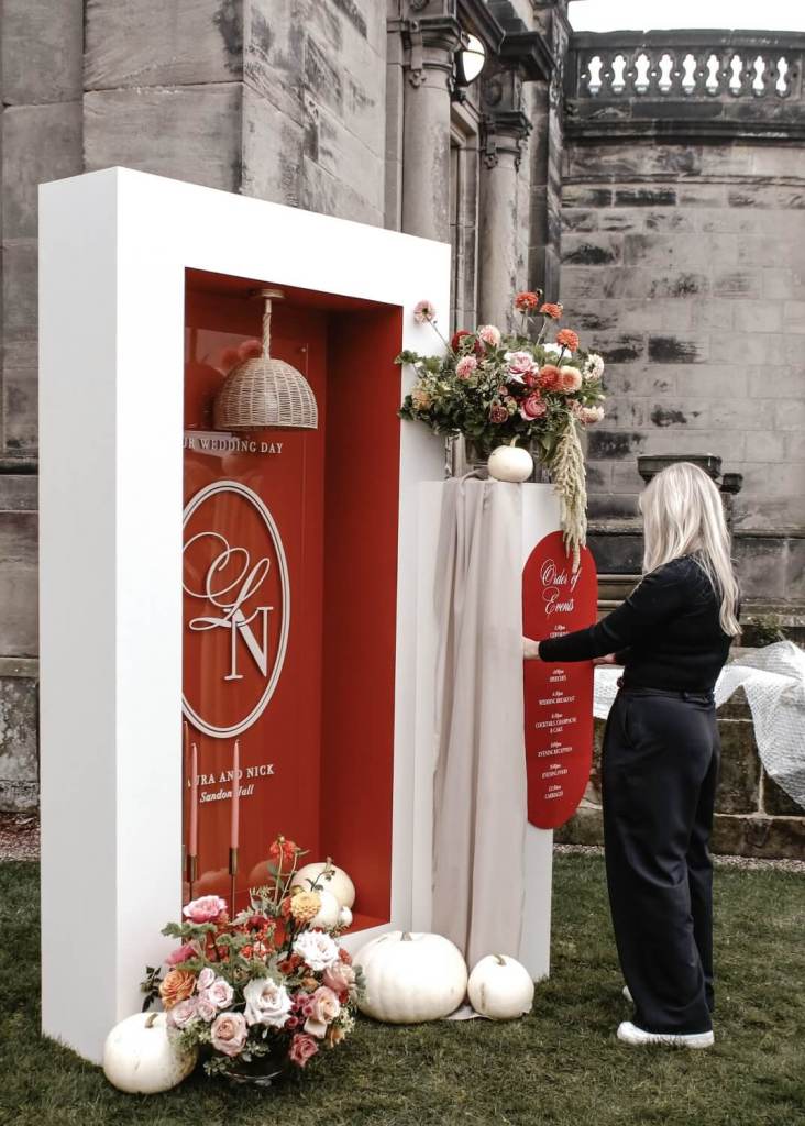 Kirsty working on luxury wedding signage