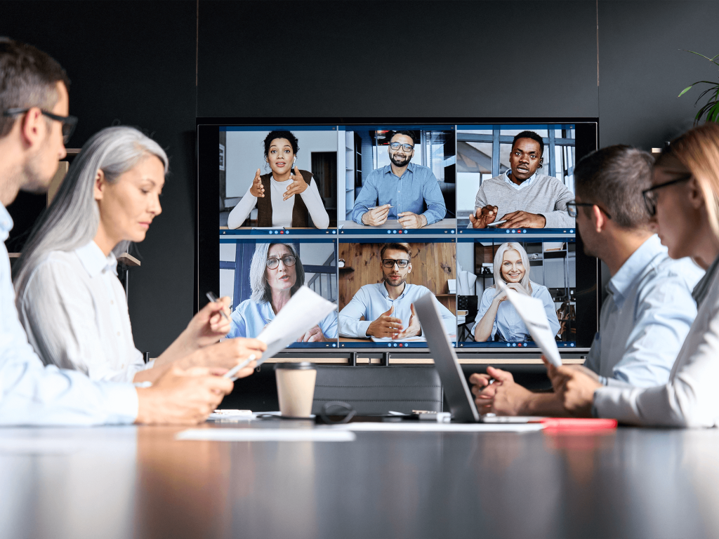 Office workers on a zoom call