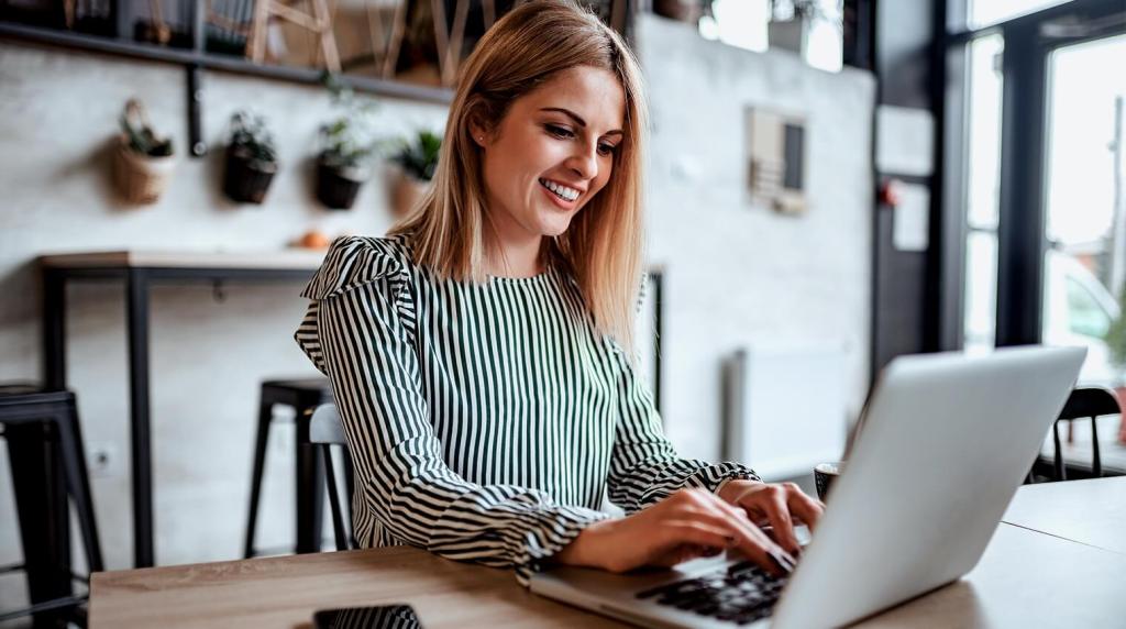 Woman typing on laptop