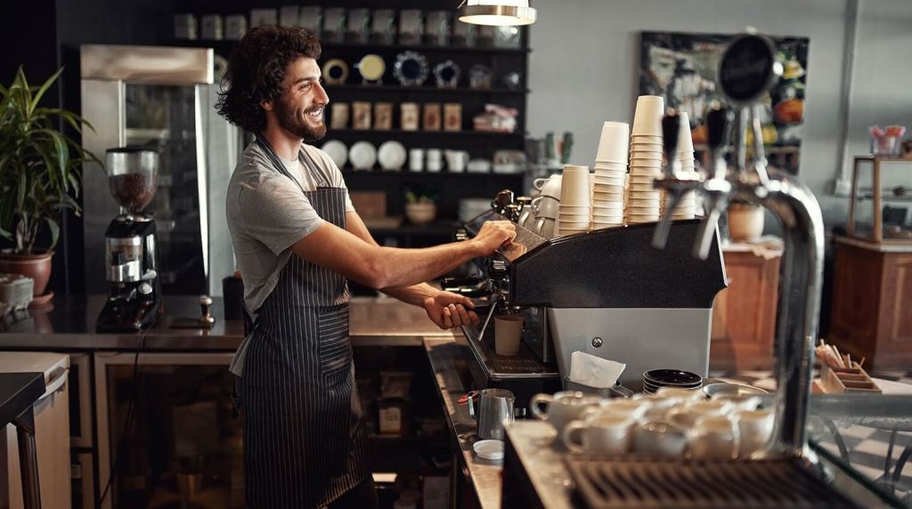 Barista brewing a coffee