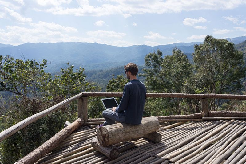 Man working with a view