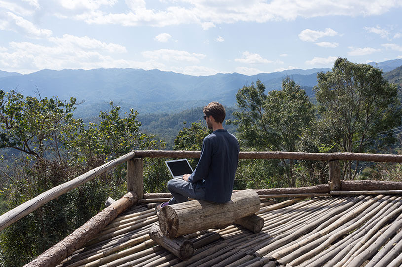 Man working with a view