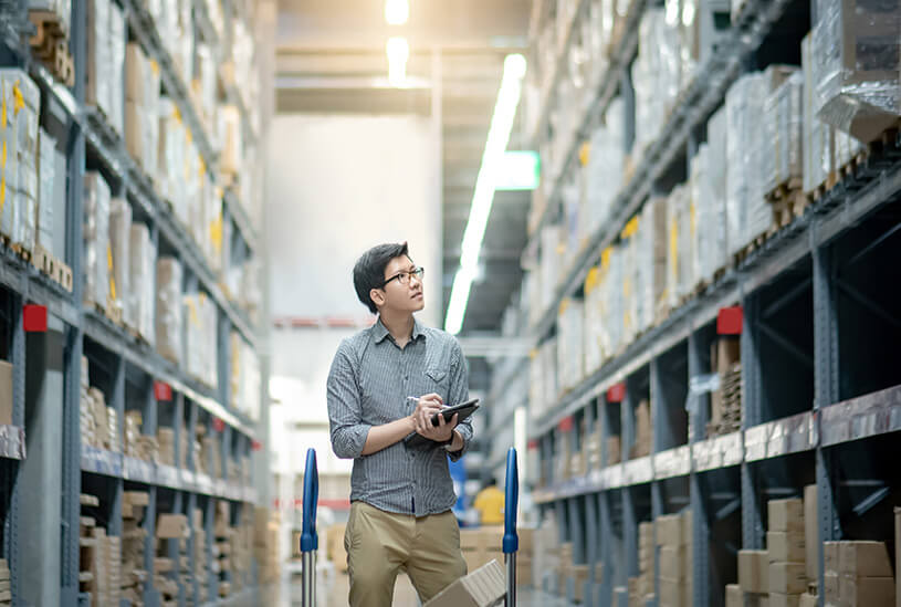 Business owner in warehouse