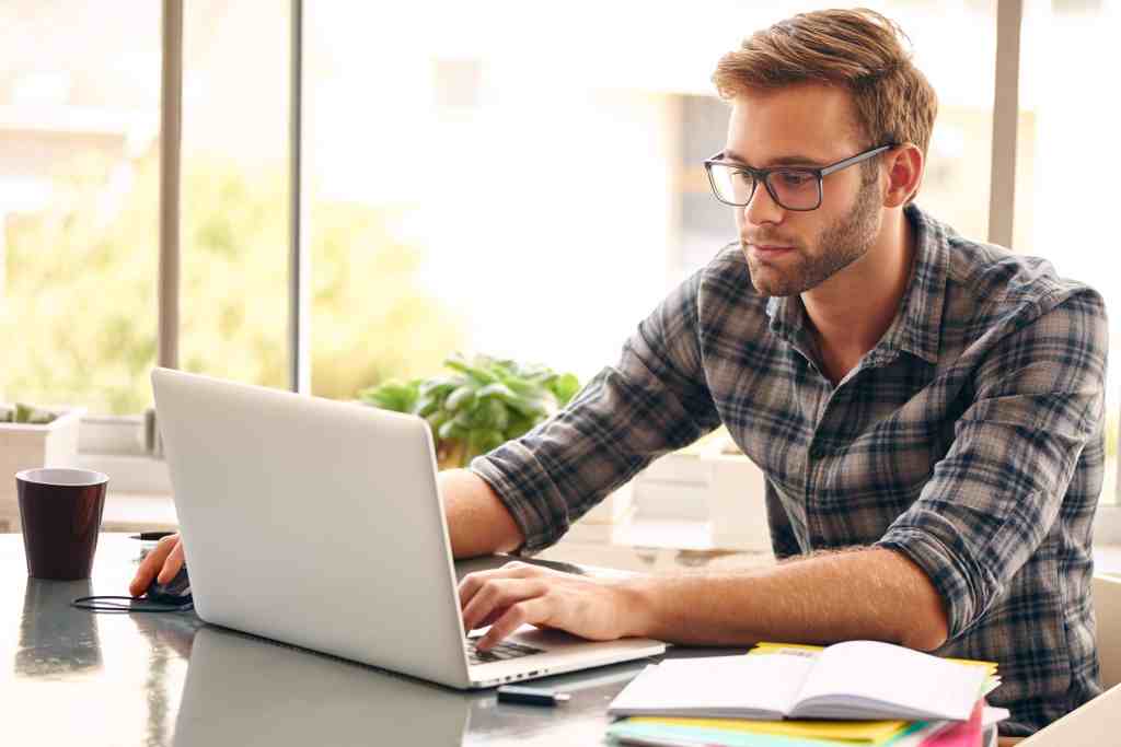 Man working on laptop