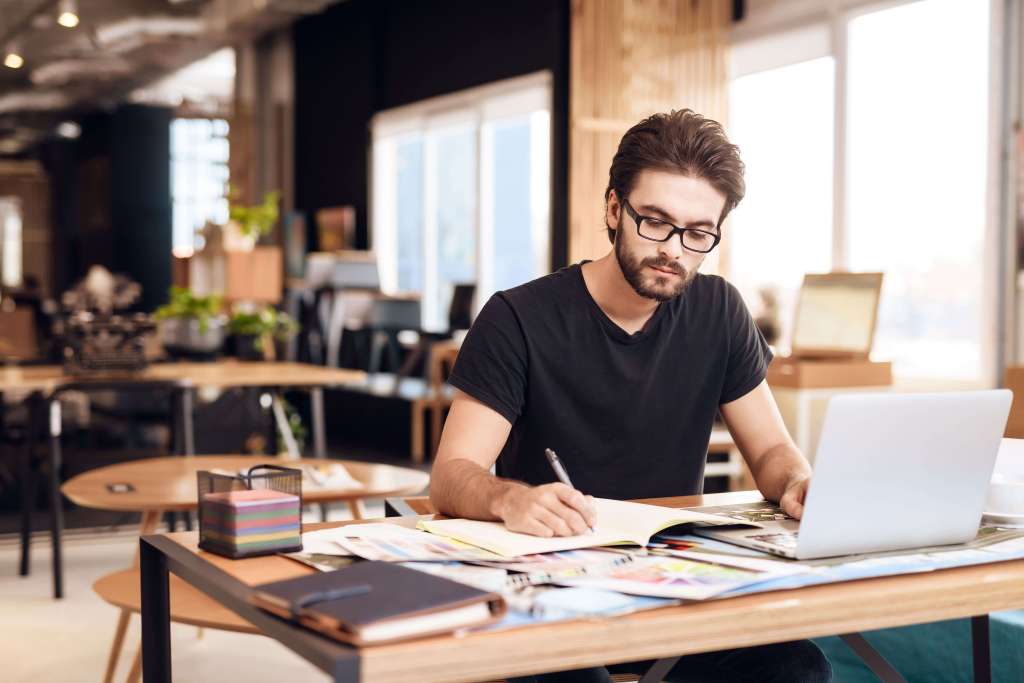 Man working at a laptop