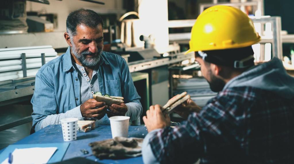 Two subcontractors on a break at work