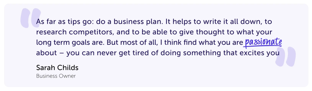 Inspiring quote from a small business owner