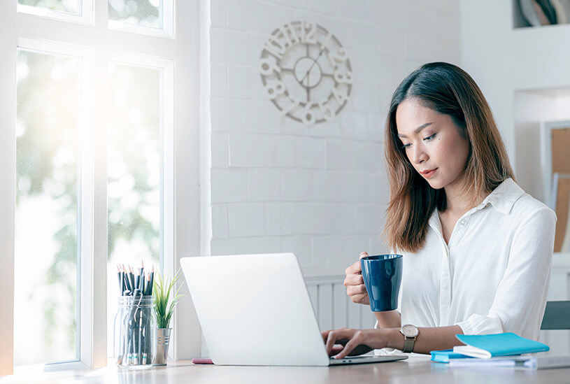Self-employed person researching pension options