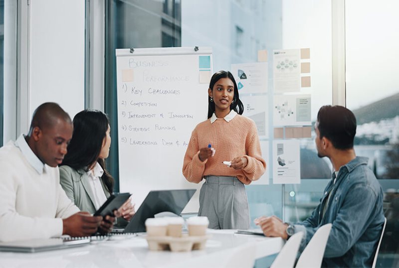 Entrepreneurs preparing for an investment pitch