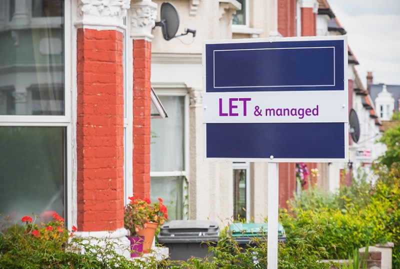 Let and managed sign outside UK property