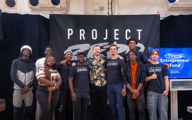 Professor Green meets with young entrepreneurs at a youth centre