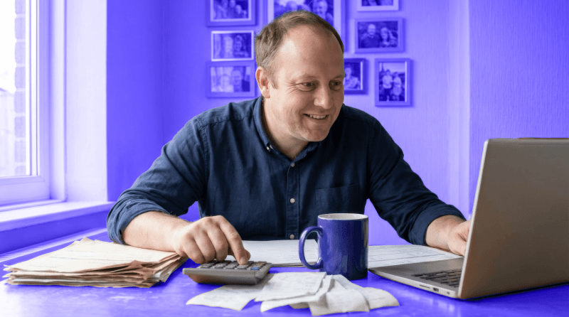 A self-employed business owner completes his Self Assessment tax return