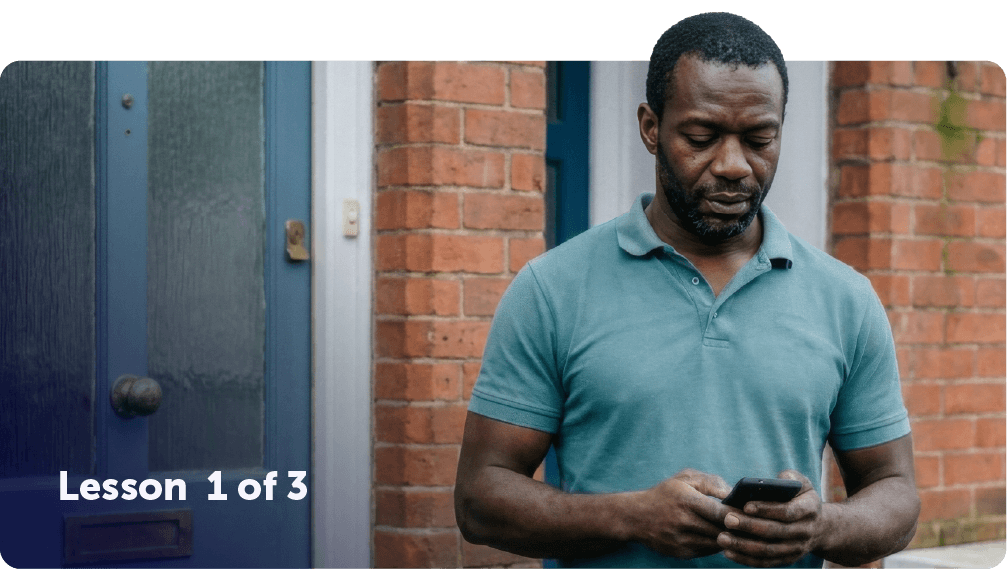 A landlord checks his phone